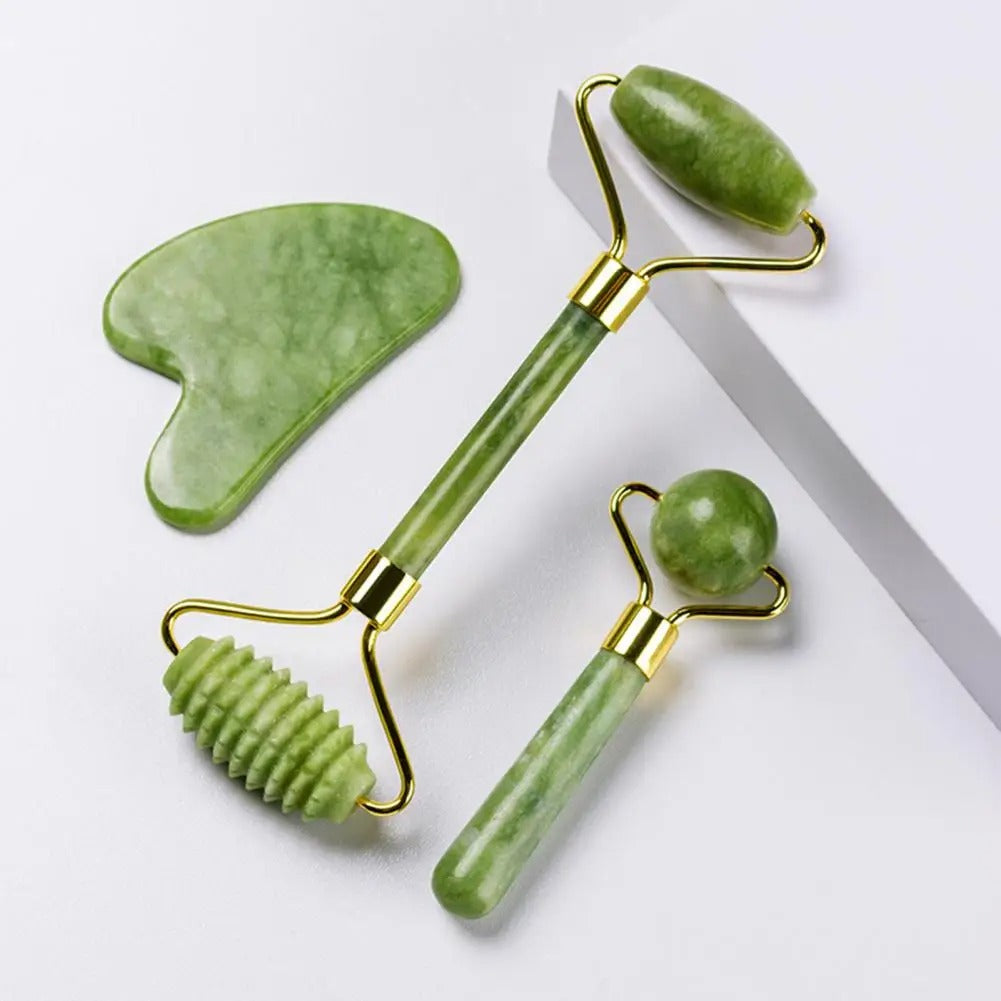 Rouleau de Jade et pierre de massage Gua Sha